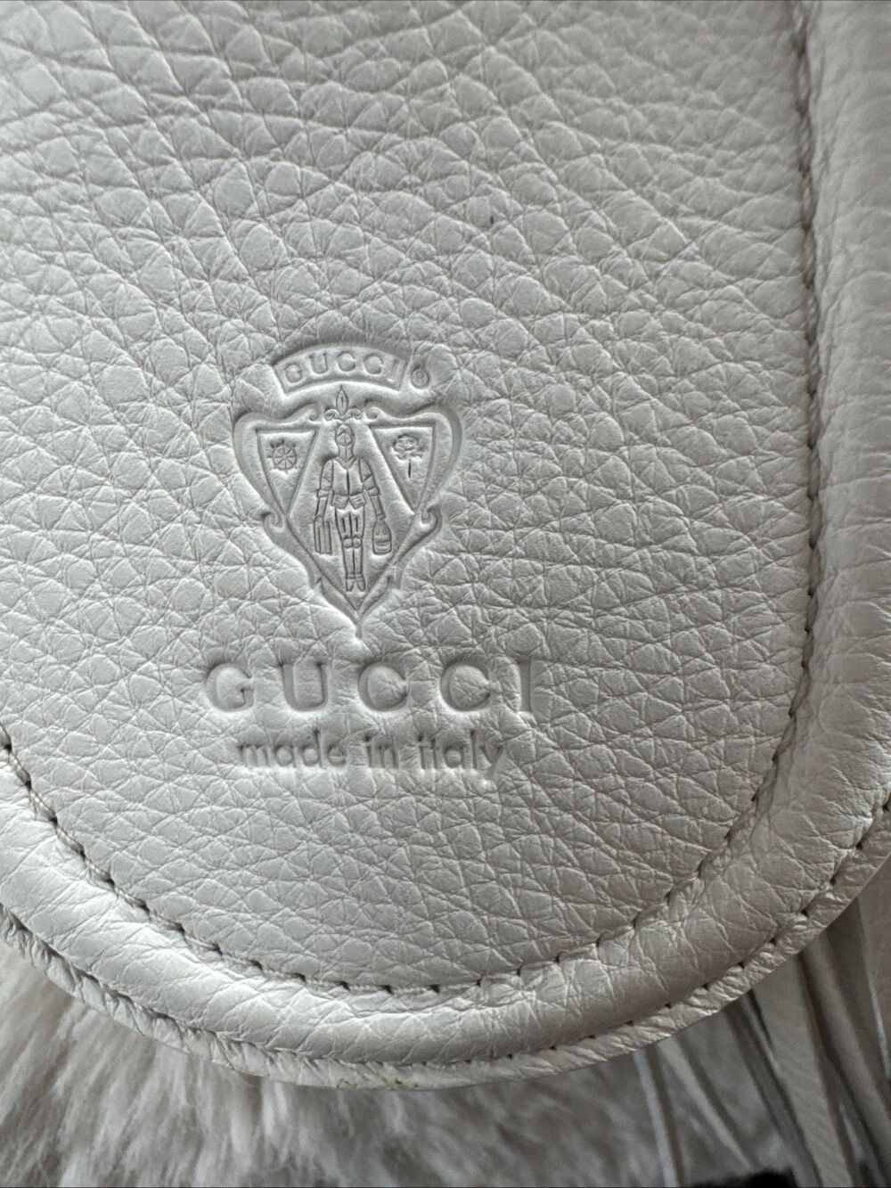 GUCCI GG SHW Techro Horsebit Medium Hobo Hand Bag 240216 Calfskin Leather White - Picture 9 of 16